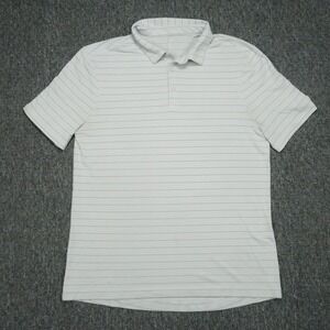 Lululemon Shirt Mens Medium Gray Evolution Polo Stripe Athletic Golf Lightweight